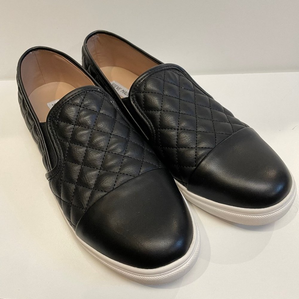 Steve Madden Black Leather Slip-on Sneakers